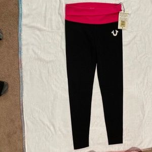 True religion, happy baby fold over legging black/fuchsia Medium